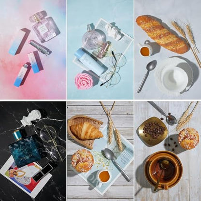 Product Photography Backdrops Photo Backdrop-10PCS /20 Patterns 16.5x11.7In Small Flat Lay Seamless Paper Background Props Tabletop Photo Shoot for Food Jewelry Cosmetics