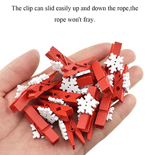 HAHIYO Mini Wooden Snowflake Clothespin Clip Christmas Photo Paper Holders 1.38inch Tight Clamp Not Fray Rope Post Notices Handy Read for Hanging Postcard Wedding Red 50PCS - size: Red(Snowflake) 1.38 inches 50 Pack