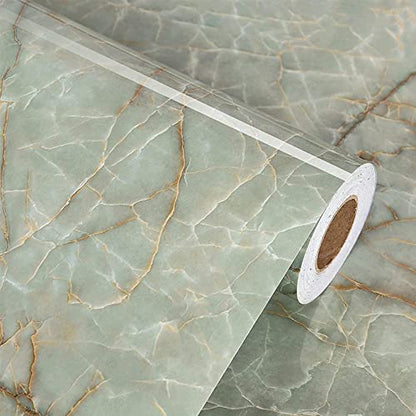 Cyan Glossy Marble Contact Paper Peel and Stick Countertops Self Adhesive Waterproof Peel and Stick Wallpaper Vinyl Removable Granite Contact Paper for Bathroom Cabinets Drawers Table Tops 24''x118'' - size: 24" x 118"