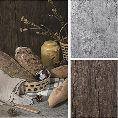 2 PCS Boards Photo Backdrop for Flat Lay, Food Photography Background 24x24 Inch, BEIYANG (Black Walnut+Dark Gray) - color: Black Walnut + Dark Gray 24x24