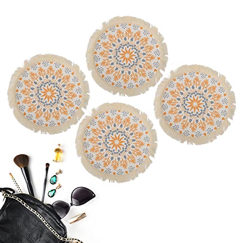 Boho Photography Prop Mat, Boho Decorative Mat with Exquisite Pattern and Tassel Design, Insulation Pad for Table Decoration, Photo Shoot Props for DIY Wax Melting and Styling