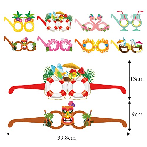 OURUOLA Summer-Hawaiian Pool Party-Decorations Funny-Sunglasses - 16pcs Tropical Aloha Flamingo Glasses,Photo Booth Props Decor, Kid Adult Beach Tiki Birthday Baby Shower Favors Supplies - color: 16pcs Hawaiian Sunglasses