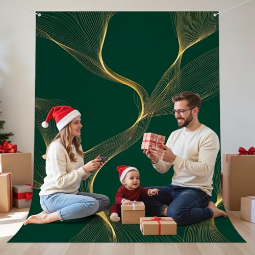 Photography Backdrop Photography Background Luxury Golden Emerald Abstract Gold line Arts Texture Green Emerald for Photoshoot Portrait Photo Studio Video Prop Birthday Party Booth Decor 10x8ft