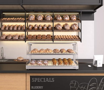 KoolMore 40 in. Glass Countertop Dry Bakery Display Case with Two Shelves and Bamboo Trays (DC-53C-B) - size: 40 in. - 2 Shelves