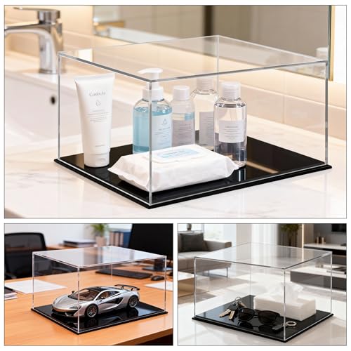 Clear Acrylic Display Case for Stationery & Toys, Dustproof Transparent Organizer Box for Collectibles, Action Figures, Pens, Markers, Building Blocks, Desktop Storage & Showcase