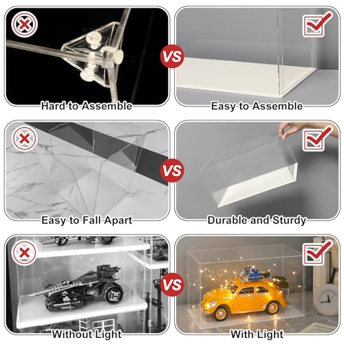 LANSCOERY Acrylic Display Case, Assemble Small Showcase Display Box for Collectibles, with Dustproof & Seamless Display Design, 4x4x6inch White Base - color: White, size: 4x4x6inch; 10x10x15cm