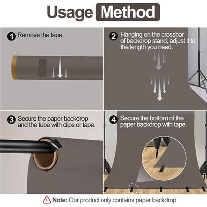 Emart Thunder Grey Paper Backdrops for Photoshoot, Photography Matte Seamless Roll Background 53" x 16" Long for Food, Product, Portrait Photo Shoot