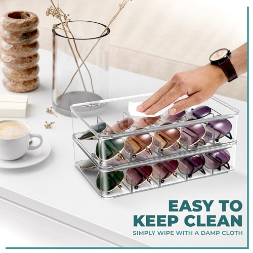 Sorbus Sunglasses Organizer - Plastic Stackable Eyeglass Case Storage Organizer for Multiple Glasses - Reading Glasses - style: 3 Pack