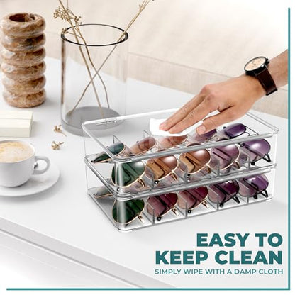 Sorbus Sunglasses Organizer - Plastic Stackable Eyeglass Case Storage Organizer for Multiple Glasses - Reading Glasses - style: 1 Pack