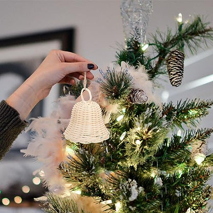 HOMSFOU Holiday Decorations Holiday Bell Ornament Wicker Ball Christmas Ornaments Rustic Hanging Bells Christmas Jingle Bells Tree Pendant Xmas Halloween Child Doorbell Indonesian Rattan