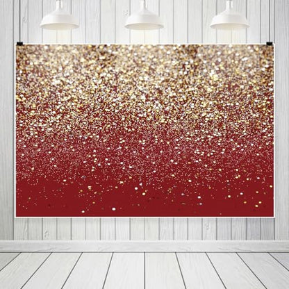 Red and Gold Backdrop Gold and Silver Glitter Backdrop for Wedding Party Birthday Party Graduation Party Happy New Year Banner Vinyl Studio Shooting Prop 6x4ft (180x120cm) - color: Red and Gold, size: 6x4ft (180x120cm)
