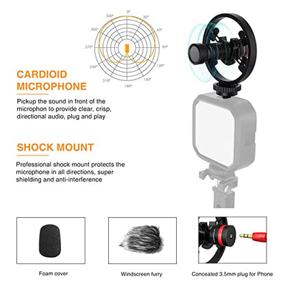 Vlogging Kit for iPhone/Android, Tripod for iPhone with Light, Wireless Microphones, Remote Control for TikTok, YouTube Starter Kit for Content Creator