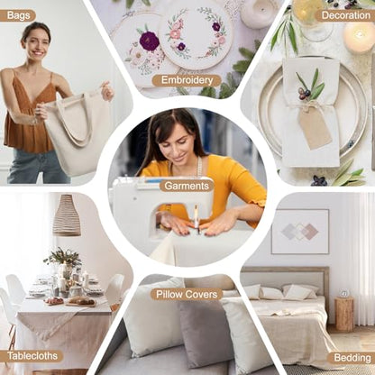 PEASUG 100% Cotton Muslin Fabric, 63 Inch X 2 Yards Unbleached Muslin Fabric by The Yard, Medium Weight Draping Fabrics Suitable for Sewing Embroidery, Garments, Crafts Material-Natural - color: Natural Unbleached, size: 2 Yards
