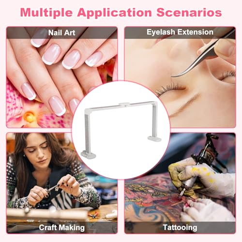 34in Half Moon Light for Nail Desk, Foldable LED Lamp for Nail Art, Tattooing, Craft Making, Stepless Dimming, 3000-6000K Color Temperature Adjustment, 456 Light Beads, White with Diamond - color: White with Diamond