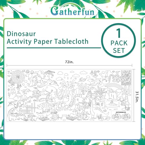 Gatherfun Dinosaur Party Giant Coloring Poster - 31.5x 72 Inches - Versatile Classroom Wall Décor & Birthday Activity - Dinosaur Poster or Table Cover for School Parties and Special Events - style: Dinosaur