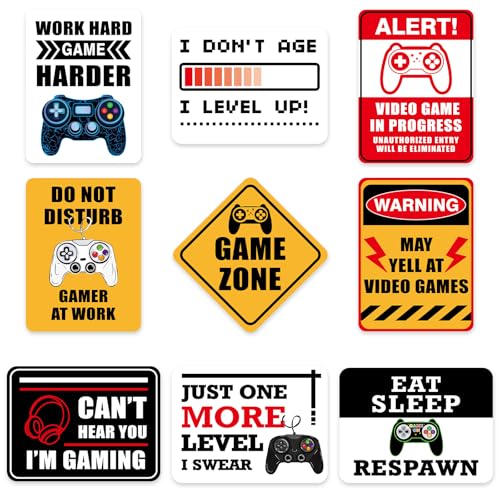 Video Game Party Decorations - 9 PCS Video Game Birthday Party Decorations Gaming Zone Signs for Boys Kids Gaming Birthday Supplies Funny Games Night Decoration for Door Windows Yard Wall Decor - style: Game Zone