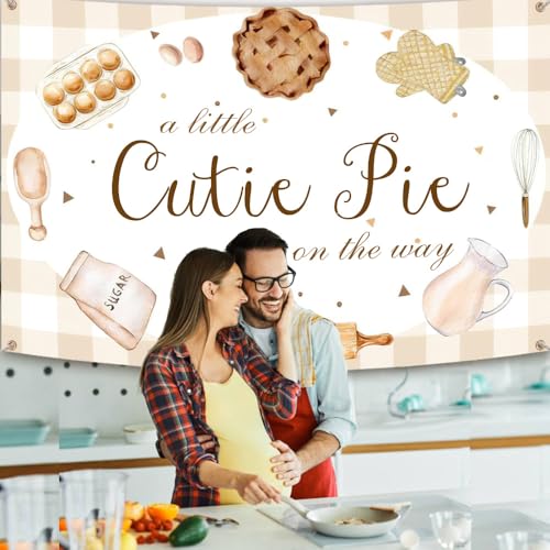 AIBIIN 10x7ft Baby Shower Backdrop - Little Cutie Pie is On The Way Photography Background - Party Decorations - Photo Booth Props - size: 10x7ft