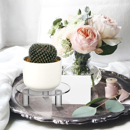 3 Pcs 3.86 Inch Round Acrylic Risers Display Stands Small Clear Round Acrylic Display Riser for Cake Food Jewelry Figurines Collectibles Table Decor Organizer - size: 3.86”