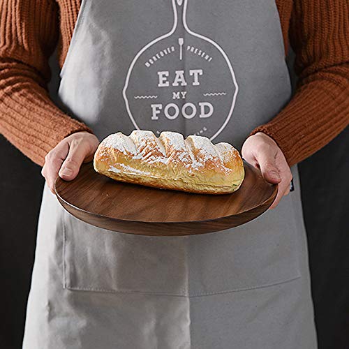 Ayiaren 2 Psc Decorative Acacia Wood Salad Plates Round Charcuterie Boards Snack Appetizer Dessert Plate Wooden Cheese Serving Board Kitchen Dishe Platter for Foood Party Small Charger Dinner Plates - size: 8 Inch