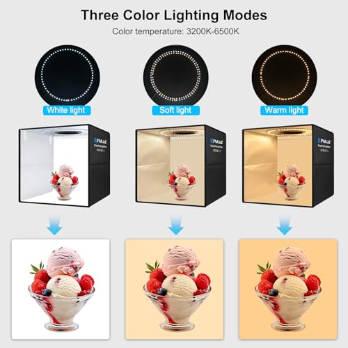PULUZ 16x16 Inch High CRI≥95 Dimmable Light Box, 144 LED Photo Studio Lighting Kit with 6 Backdrops, Portable Shooting Tent for Product Photography - size: 16*16 inch