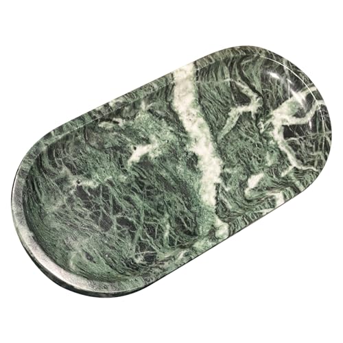 Marble Tray for Kitchen Counter,Stone Tray for Bathroom Countertop,Dresser Vanity Decor Tray,Storage Trays for Perfumes,Candles,Jewelry (Dark Green) - color: Dark Green