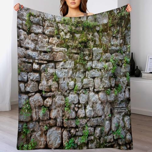 Vintage Brick Throw Blanket Stone Wall Backdrop Ancient Rock Wall Textured Background Blanket for Sofa Bed Couch Chair Or Dorm 40"x50" - color: Style-15, size: 40"x50"