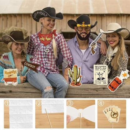 Western Cowboy Cowgirl Photo Booth Props Inflatable Frame, 17Pcs Wild West Themed Party Decoration with Large Inflatable Selfie Frames for Country Rustic Cowboy Party Selfie Supplies - size: Western Cowboy Inflatable Frame