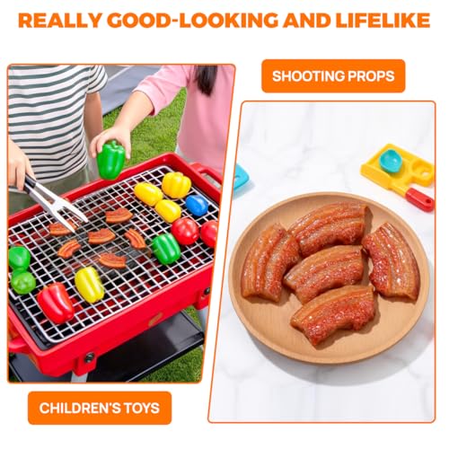 Vaguelly 5pcs Realistic Food Props Meat Model Simulation Bacon Toy Lifelike Decoration