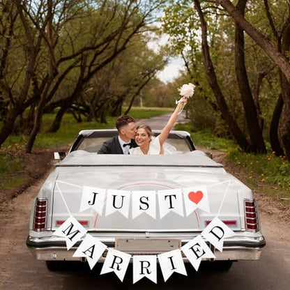 Just Married Banner Wedding Decorations, Marry Me, I Love You, LOVE Banners (4 Sets, 5.7x4.7 inches, White Paper) - color: White Paper (4 banner sets)