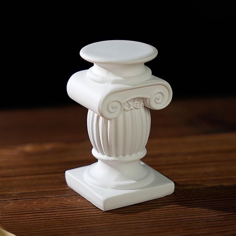 Mini Nordic Resin Roman Column, Greek Sculptural Angel Display, Photo Props, Candle Holder, Sketching Art Teaching Tools (Ionic B (White) - 8.2cm) - color: Ionic B (White) - 8.2cm