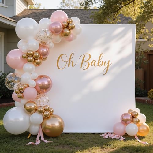 White Square Backdrop Cover 6.6FT x 6.6FT with Zipper,Spandex Fitted Stand Cover,4 Way Stretch Wrinkle-Free Fabric for Wedding Party Birthday Photo Background Decor - color: White