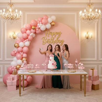 Double Sided 7.2FT Pink Arch Backdrop Cover Spandex Fitted Stretchy Arch Covers for Wedding Birthday Party Bridal Baby Shower Ceremony - color: Pink, size: 7.2FT