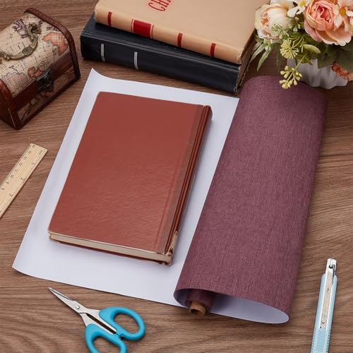 CRASPIRE 51x11.8 Inch Dark Reddish Purple Book Cloth Paper Backed for Book Cover Binding Weave Linen Fabric Surface Protector Book Binding Cloth for Adult Scrapbooking Album DIY Crafts - color: Dark Red Purple