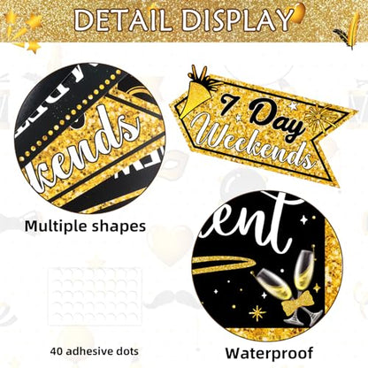Hooqict Retirement Party Decorations 20 Pieces Happy Retirement Party Signs for Black and Gold Retirement Theme Party Decor Directional Banner Sign Retirement Birthday Party Supplies - style: Retirement