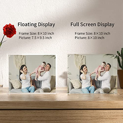 Sezanrpt Acrylic Picture Frames 8x10 Inches, Photo Frame for Love Memories, Family Happiness, Pet Pictures, Stamps Collection, Cash, Specimen Display, Two 8x10 Acrylic Block in 12mm + 12mm - size: 8'' x 10''
