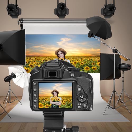 20x10ft Vinyl Sunflowers Field Backdrops for Photography Background Summer Landscape Sunset Blue Sky Outdoor Holiday Party Backdrop Children Adults Portraits Photo Studio - size: 20x10ft