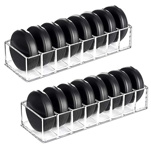 HBlife 2 Pack Clear Acrylic Makeup Compact Organizer, 8 Spaces Vanity Organizer Stand Eyeshadow Pallet Storage for Lipstick Bronzer Powder Highlighter, Skincare Cosmetic Display Cases for Bathroom - color: 2 Pack Clear
