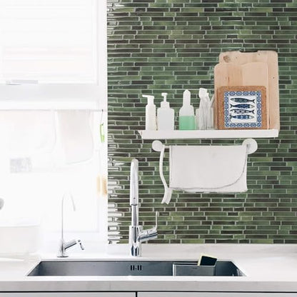 Art3d 10-Sheet Peel and Stick Backsplash Tile for Kitchen - 12”×12” Stick on Wall Tile for Kitchen Bathroom Countertop Living Room, Green - color: Green