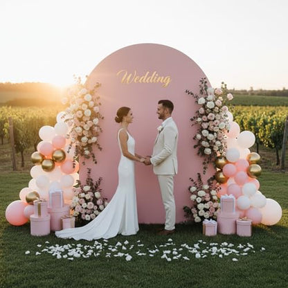 Double Sided 7.2FT Pink Arch Backdrop Cover Spandex Fitted Stretchy Arch Covers for Wedding Birthday Party Bridal Baby Shower Ceremony - color: Pink, size: 7.2FT