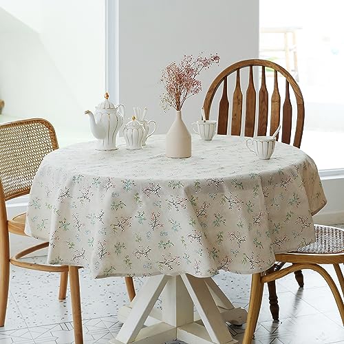 YiHomer Pastoral Round Tablecloth - 60 Inch Dia. Table Cloth - Washable Table Cover with Dust-Proof Wrinkle Resistant for Restaurant, Picnic, Bistro, Indoor and Outdoor Dining, Gardenia - color: C - Floral (Gardenia), size: 60" (Round)