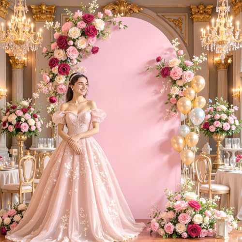 7.2FT Pink Arch Backdrop Cover Wedding Arch Covers Stretchy Backdrop Round Top Chiara Spandex Arch Cover for Party Birthday Ceremony Banquet Decoration - color: Pink, size: 7.2FT