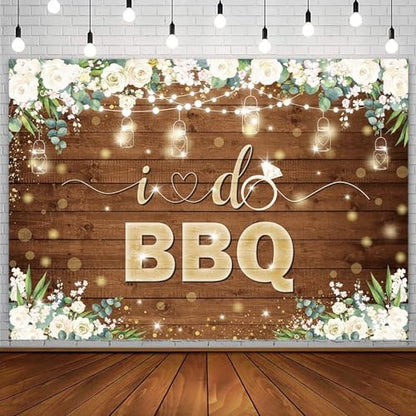 AIBIIN 8x6ft I Do BBQ Backdrop for Adults Men Women Couples Engagement Bridal Shower Boho Wedding Rustic Wooden Photography Background Baby Shower Birthday Party Decorations Banner Photo Booth Props - size: 8x6ft