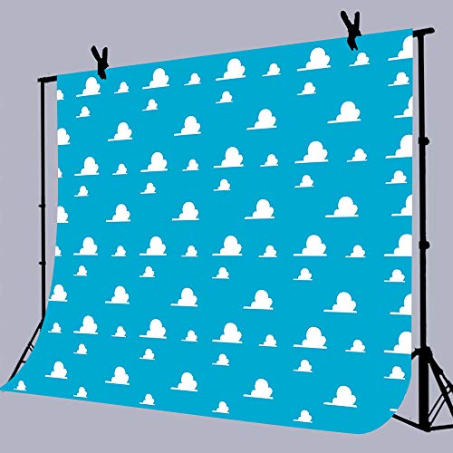 Blue Toy Backdrops for Baby Shower 10X7FT White Clouds Wallpaper Photography Backgrounds for Children Kids Birthday Party Photo Booth Props LUCKBTY BJLU37 - size: vinyl-10x7ft