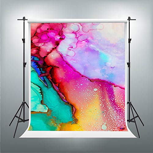 Colorful Watercolor Painting Backdrops Art Paint Photography Backgrounds Vinyl 5x7ft 80's 90's Theme Birthday Party Backdrop Photo Studio Props PHMOJEN WQPH401 - size: 5x7ft