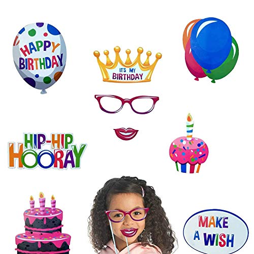 22 Pcs Happy Birthday Photo Booth Props - Funny DIY Creative Decor for Celebrating