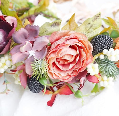 Flower Crown Wedding Flower Headband Floral Headpiece Halo Floral Crown Bridal Party Cosplay Halloween Photos - color: orange