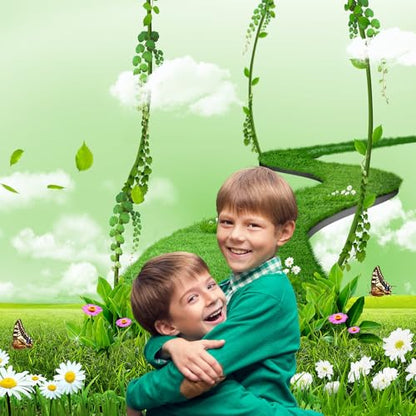 Fantasy Trees Backdrop Heart Shape Tree Love Symbol Photography Background Spring Lush Green Meadow Flowers Backdrop Spring Garden Wonderland Background for Kids Children Adult Photo Props 5x3ft - color: Light Green, size: 5x3ft