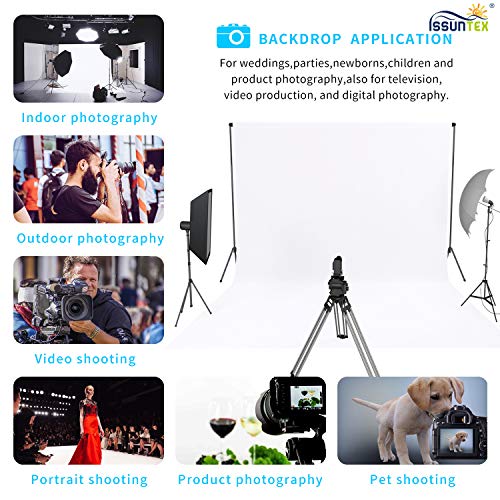 ISSUNTEX 6X9 ft Background Polyester Backdrop, Photo Studio, Collapsible High Density Screen for Video Photography and Television-White - color: White, size: 6X9 ft