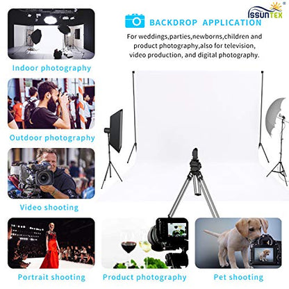 ISSUNTEX 6X9 ft Background Polyester Backdrop, Photo Studio, Collapsible High Density Screen for Video Photography and Television-White - color: White, size: 6X9 ft