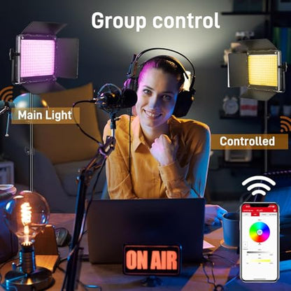 GVM 800D RGB LED Video Light, 2026 Upgraded Panel Light with Optical Len & 6X Brighter (19500 Lux/0.5m), 3200K-5600K Bi-Color, 20 Scene Modes & CRI97+, Studio Lights, Photography Lighting, 1-Pack